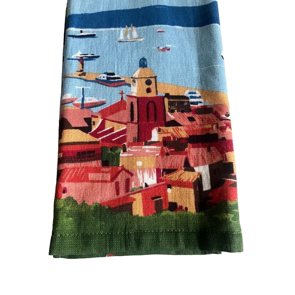 C&C Saint-Tropez France Kitchen Dish Towels Set Of 2 Cotton Blend Terry Reverse